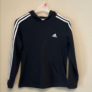 Adidas Black Hoodie with White Stripes